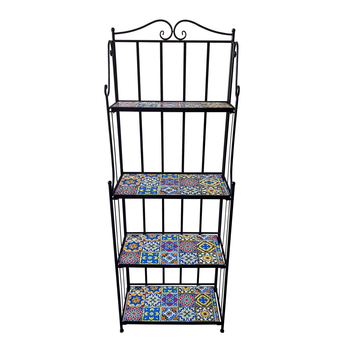 5029936998019 1 Marrakesh Mosaic 4 Tier Metal Garden Shelf.jpg